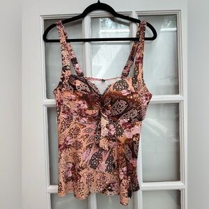 TORRID Babydoll Tankini Swim Top Built In Bra Size 0 Large C / D Cup Wireless